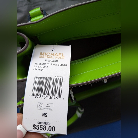 Michael Kors Hamilton Small Green Zebra Print Women's Bag - Picture 7 of 8